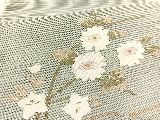 平和屋着物＊夏物　八寸名古屋帯　絽綴れ　草花文　金糸　正絹　逸品　BAAX7755hv