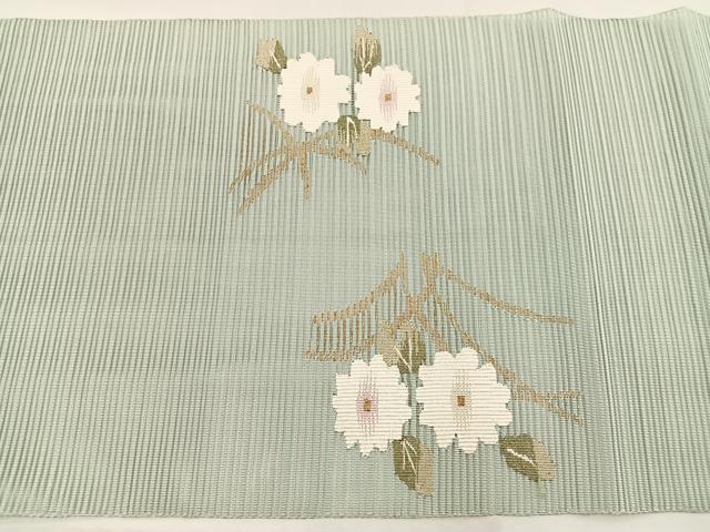 平和屋着物＊夏物　八寸名古屋帯　絽綴れ　草花文　金糸　正絹　逸品　BAAX7755hv