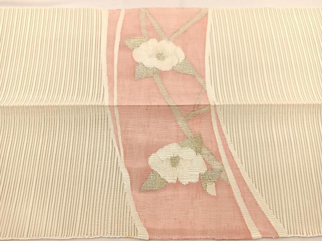 平和屋着物＊夏物　八寸名古屋帯　絽綴れ　椿流水文　金糸　正絹　逸品　BAAX7762hv