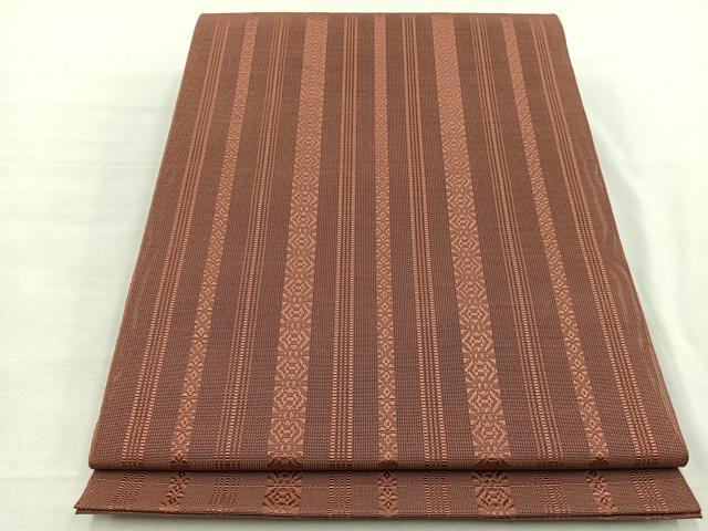 平和屋着物＊夏物　本場筑前博多織　八寸名古屋帯　紗献上　赤茶色　正絹　逸品　BAAX7764hv