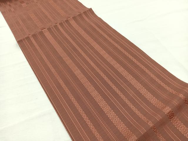 平和屋着物＊夏物　本場筑前博多織　八寸名古屋帯　紗献上　赤茶色　正絹　逸品　BAAX7764hv