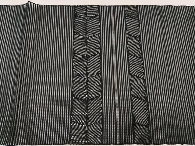 平和屋着物＊夏物　八寸名古屋帯　絽綴れ　横段文　黒地　正絹　逸品　未使用　BAAX7765hv