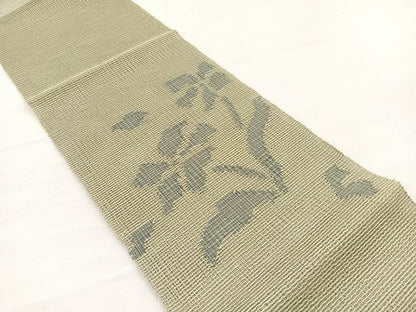 平和屋着物＊夏物　八寸名古屋帯　枝花文　正絹　逸品　BAAX7766hv