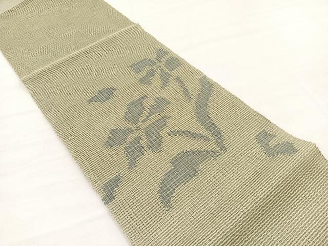 平和屋着物＊夏物　八寸名古屋帯　枝花文　正絹　逸品　BAAX7766hv