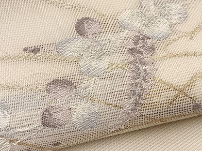 平和屋着物＊夏物　九寸開き名古屋帯　草葉文　金銀糸　正絹　逸品　BAAX7768hv