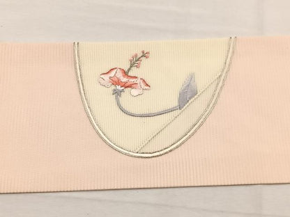 平和屋着物＊夏物　九寸名古屋帯　駒刺繍　枝花文　銀糸　正絹　逸品　BAAX7770hv