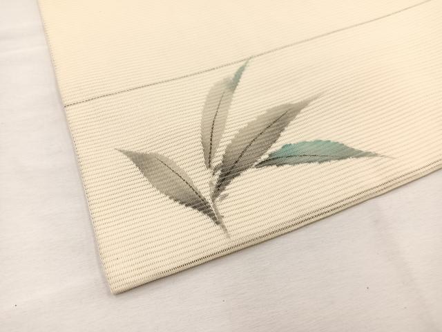平和屋着物＊夏物　九寸開き名古屋帯　作家物　手描き　刺繍　百合　銀彩　正絹　逸品　BAAX7771hv