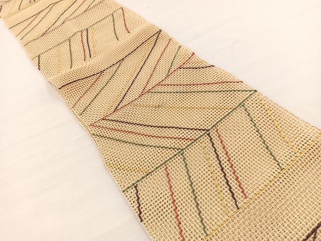 平和屋着物＊夏物　八寸名古屋帯　羅　斜線文　正絹　逸品　BAAX7772hv