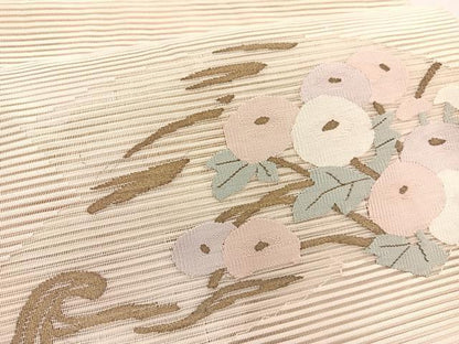 平和屋着物＊夏物　八寸名古屋帯　絽綴れ　万寿菊　金糸　正絹　逸品　BAAX7773hv