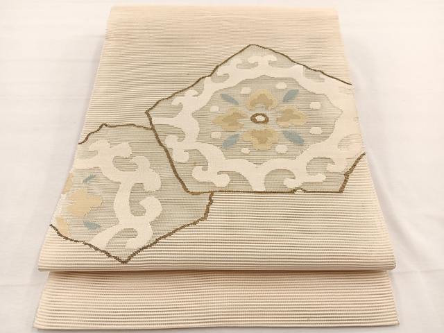 平和屋着物＊夏物　八寸名古屋帯　絽綴れ　飾花文　金糸　正絹　逸品　BAAX7774hv