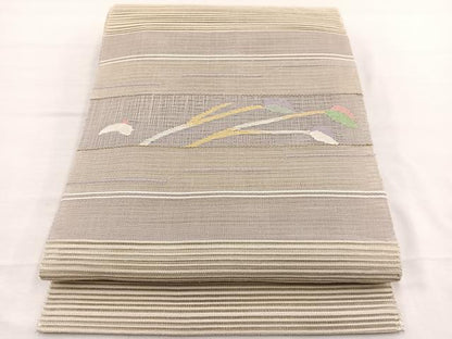 平和屋着物＊夏物　八寸名古屋帯　絽綴れ　枝葉文　金銀糸　正絹　逸品　BAAX7777hv