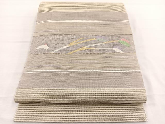 平和屋着物＊夏物　八寸名古屋帯　絽綴れ　枝葉文　金銀糸　正絹　逸品　BAAX7777hv