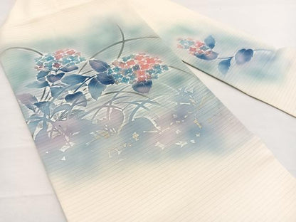 平和屋着物＊夏物　絽塩瀬　九寸名古屋帯　紫陽花　銀彩　正絹　逸品　BAAX7778hv