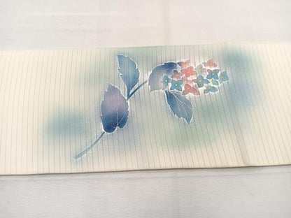平和屋着物＊夏物　絽塩瀬　九寸名古屋帯　紫陽花　銀彩　正絹　逸品　BAAX7778hv