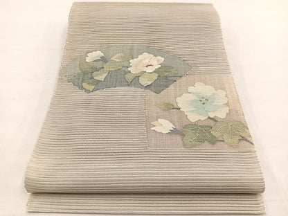 平和屋着物＊夏物　八寸名古屋帯　絽綴れ　地紙牡丹文　金銀糸　正絹　逸品　BAAX7780hv