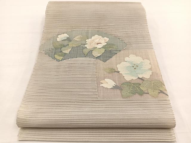 平和屋着物＊夏物　八寸名古屋帯　絽綴れ　地紙牡丹文　金銀糸　正絹　逸品　BAAX7780hv