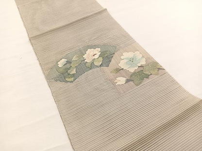 平和屋着物＊夏物　八寸名古屋帯　絽綴れ　地紙牡丹文　金銀糸　正絹　逸品　BAAX7780hv
