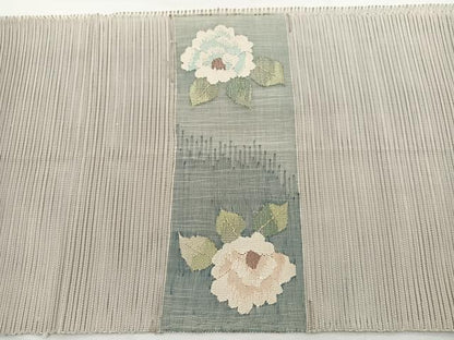 平和屋着物＊夏物　八寸名古屋帯　絽綴れ　地紙牡丹文　金銀糸　正絹　逸品　BAAX7780hv