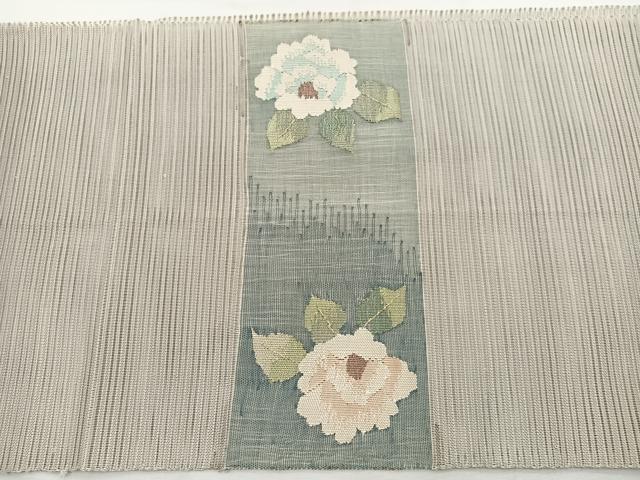 平和屋着物＊夏物　八寸名古屋帯　絽綴れ　地紙牡丹文　金銀糸　正絹　逸品　BAAX7780hv