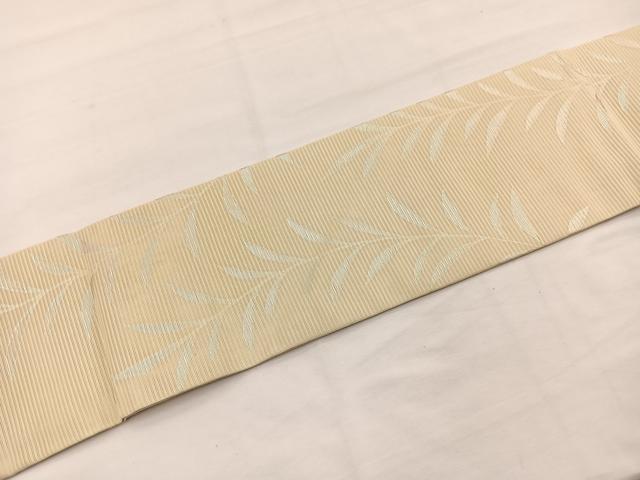 平和屋着物＊夏物　全通柄　九寸名古屋帯　枝垂れ枝葉文　銀糸　正絹　逸品　BAAX7782hv