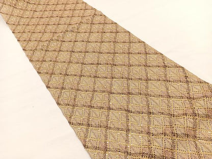 平和屋着物＊夏物　八寸名古屋帯　組織　菱文様　金糸　やまと誂製　正絹　逸品　未使用　BAAX7783hv