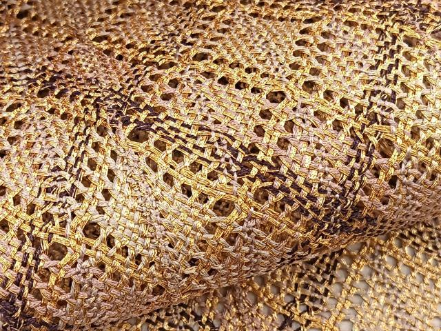 平和屋着物＊夏物　八寸名古屋帯　組織　菱文様　金糸　やまと誂製　正絹　逸品　未使用　BAAX7783hv