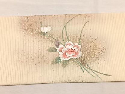 平和屋着物＊夏物　九寸名古屋帯　刺繍　草花文　金彩　正絹　逸品　BAAX7784hv