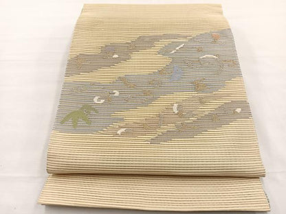 平和屋着物＊夏物　八寸名古屋帯　絽綴れ　唐草文　金銀糸　正絹　逸品　BAAX7787hv