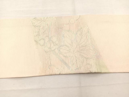 平和屋着物＊夏物　九寸名古屋帯　葡萄蔦の葉文　銀糸　正絹　逸品　BAAX7792hv