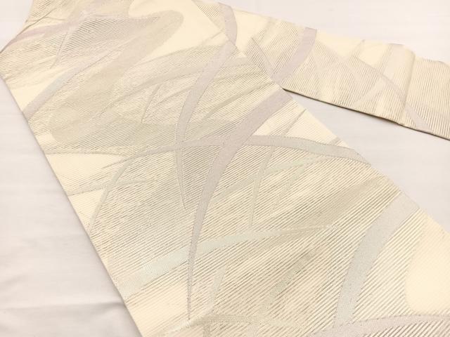 平和屋着物＊夏物　九寸名古屋帯　芝草文　銀糸　正絹　逸品　BAAX7794hv