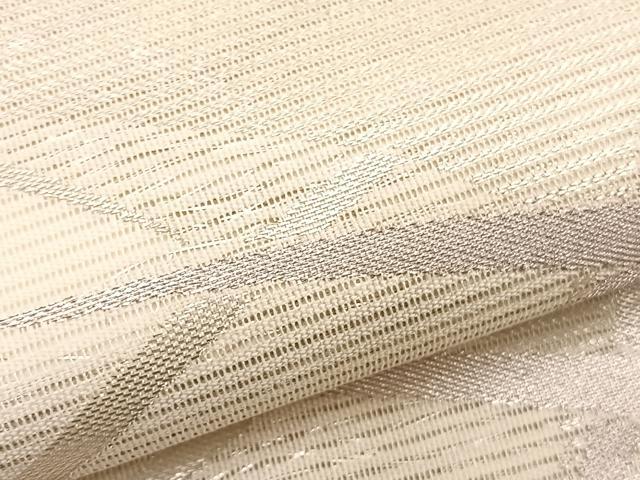 平和屋着物＊夏物　九寸名古屋帯　芝草文　銀糸　正絹　逸品　BAAX7794hv