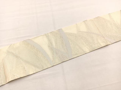 平和屋着物＊夏物　九寸名古屋帯　芝草文　銀糸　正絹　逸品　BAAX7794hv