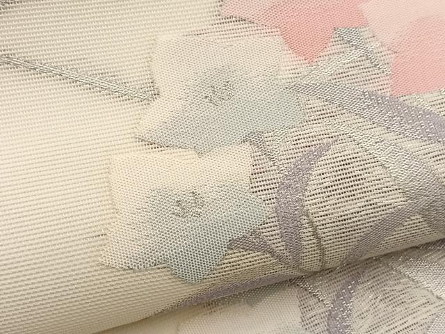 平和屋着物＊夏物　九寸名古屋帯　桔梗　銀糸　正絹　逸品　BAAX7796hv