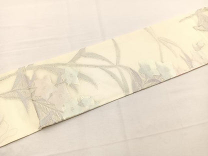 平和屋着物＊夏物　九寸名古屋帯　桔梗　銀糸　正絹　逸品　BAAX7796hv