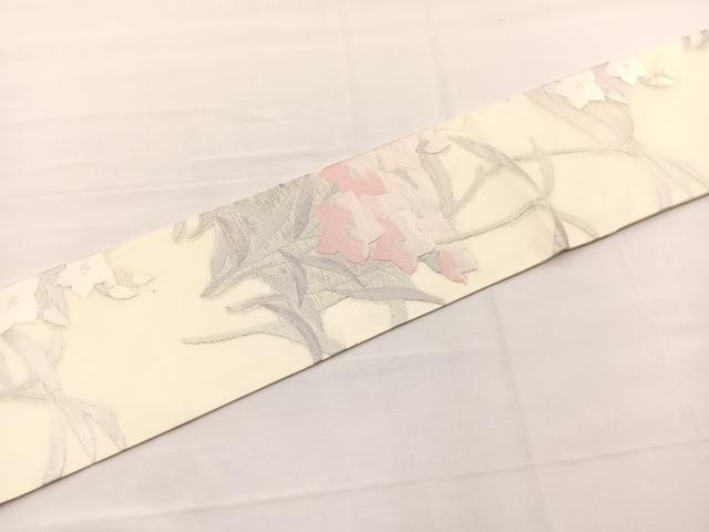平和屋着物＊夏物　九寸名古屋帯　桔梗　銀糸　正絹　逸品　BAAX7796hv
