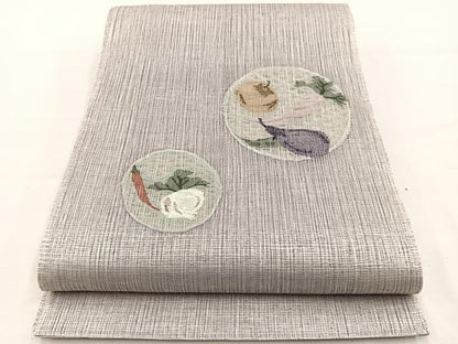 平和屋着物＊夏物　太鼓柄袋帯　すくい織　成り物　銀糸　正絹　逸品　BAAX7800hv