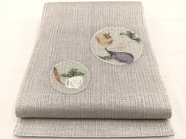 平和屋着物＊夏物　太鼓柄袋帯　すくい織　成り物　銀糸　正絹　逸品　BAAX7800hv