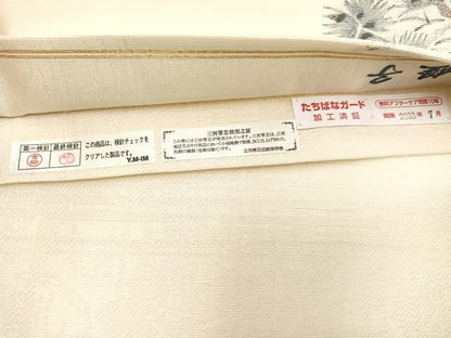 平和屋着物＊夏物　西陣　岡文織物謹製　六通柄袋帯　草花文　証紙付き　正絹　逸品　未使用　BAAX7802hv