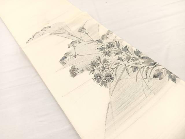 平和屋着物＊夏物　西陣　岡文織物謹製　六通柄袋帯　草花文　証紙付き　正絹　逸品　未使用　BAAX7802hv