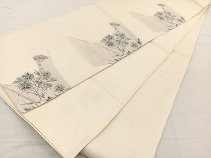 平和屋着物＊夏物　西陣　岡文織物謹製　六通柄袋帯　草花文　証紙付き　正絹　逸品　未使用　BAAX7802hv