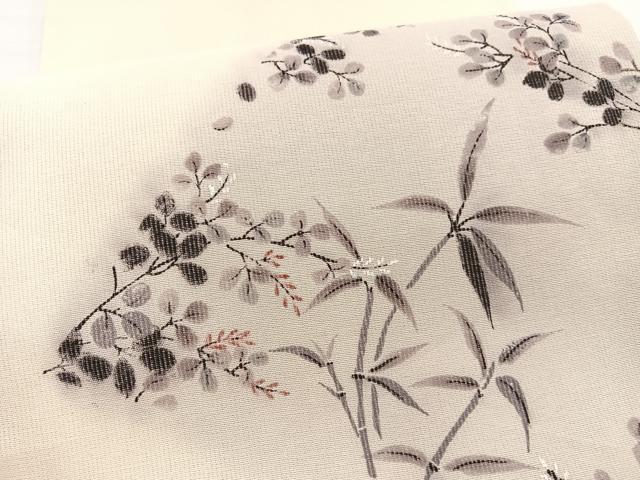 平和屋着物＊夏物　太鼓柄袋帯　手描き　笹竹萩文　正絹　逸品　BAAX7804hv