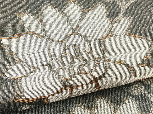 平和屋着物＊夏物　六通柄袋帯　櫛織　更紗花文　金糸　正絹　逸品　未使用　BAAX7805hv