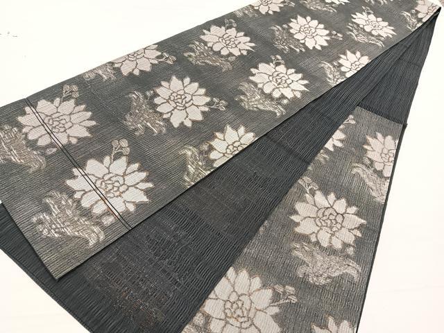 平和屋着物＊夏物　六通柄袋帯　櫛織　更紗花文　金糸　正絹　逸品　未使用　BAAX7805hv