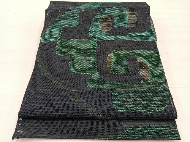 平和屋着物＊夏物　八寸名古屋帯　抽象文様　正絹　逸品　BAAX7808hv