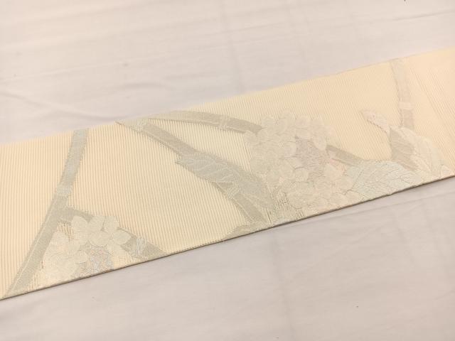平和屋着物＊夏物　九寸名古屋帯　紫陽花　銀糸　正絹　逸品　BAAX7811hv