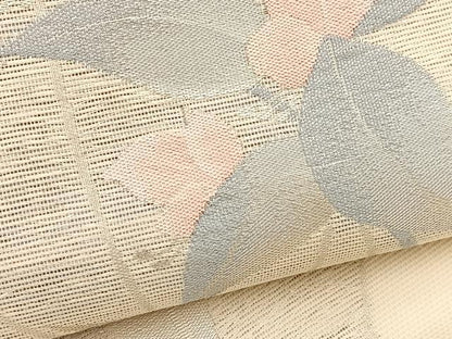 平和屋着物＊夏物　九寸名古屋帯　枝葉文　銀糸　正絹　逸品　BAAX7812hv