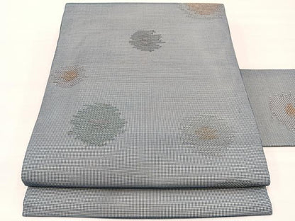 平和屋着物＊夏物　九寸名古屋帯　草花文　金糸　正絹　逸品　BAAX7814hv