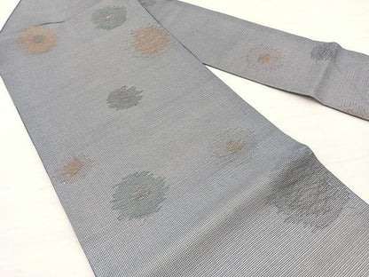 平和屋着物＊夏物　九寸名古屋帯　草花文　金糸　正絹　逸品　BAAX7814hv
