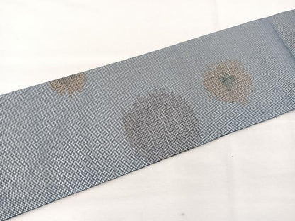 平和屋着物＊夏物　九寸名古屋帯　草花文　金糸　正絹　逸品　BAAX7814hv