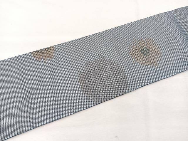 平和屋着物＊夏物　九寸名古屋帯　草花文　金糸　正絹　逸品　BAAX7814hv